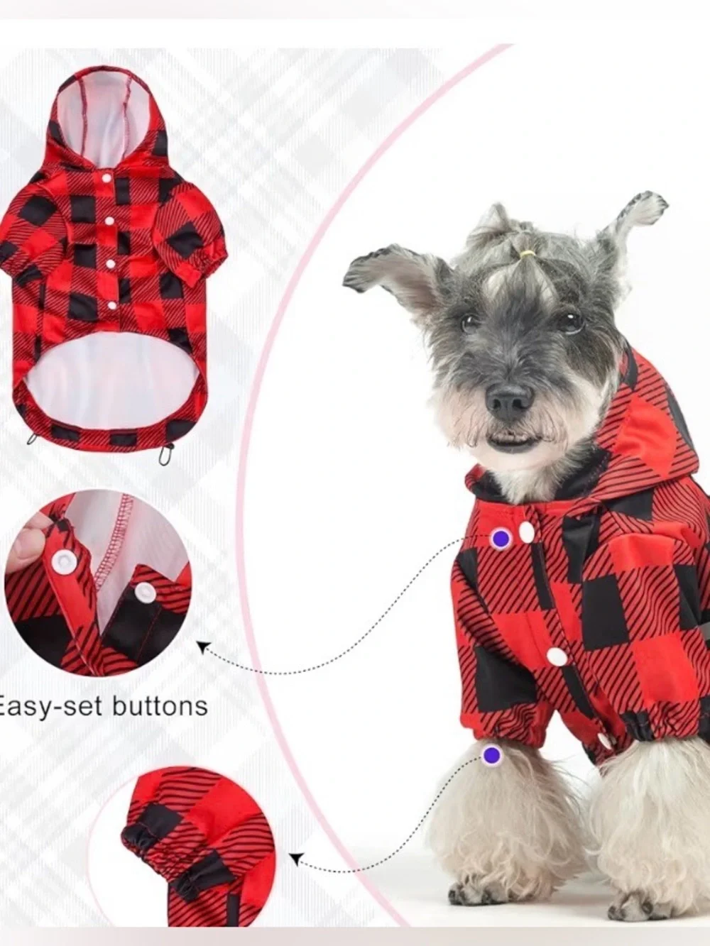 Buffalo Plaid Raincoat for dogs in size small